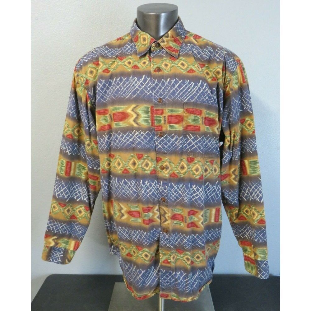 Mens The Territory Ahead Long Sleeve Button Front Shirt Size XXL Geometric